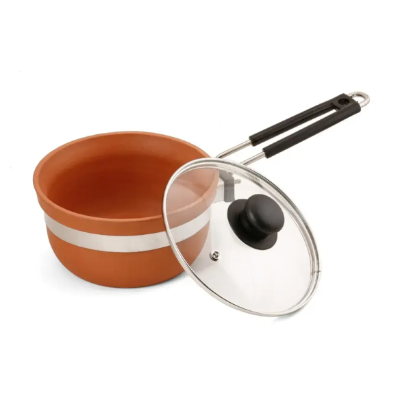 Terracotta Frying Pan with Glass Lid – Traditional Non-Stick Pan for Healthy Cooking