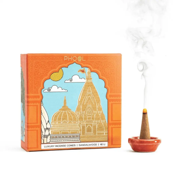 PHOOL LUXURY INCENSE Kashi Vishwanath Incense Cones - Sandalwood Chandan Fragrance