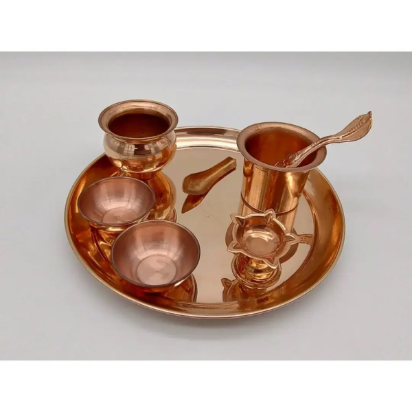 Pooja Thali Set - 100% Copper (8 Pcs)