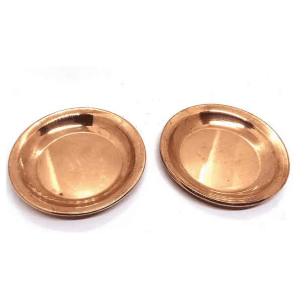 Small Copper / Tamba Pooja Plate - Set of 10