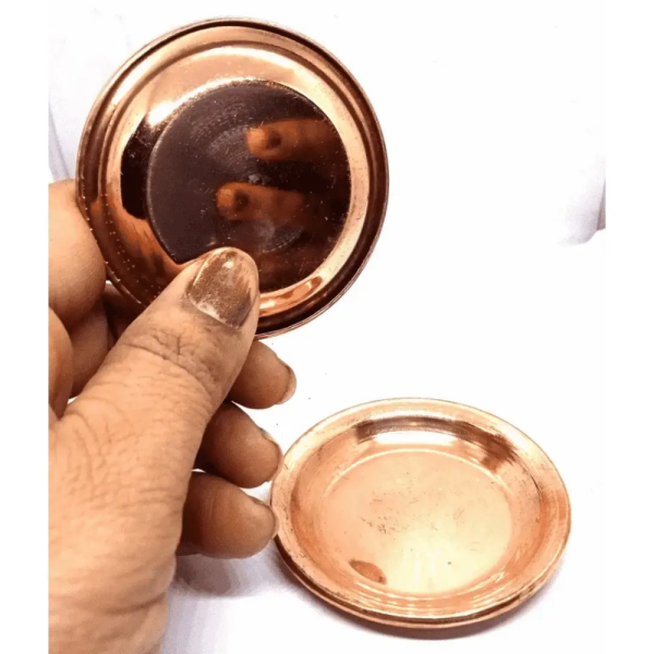 Small Copper / Tamba Pooja Plate - Set of 10