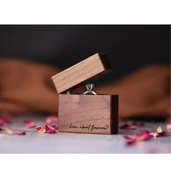 Customize Magnetic Wooden Ring Box - Set of 2 (Couple) for Engagement / Anniversary